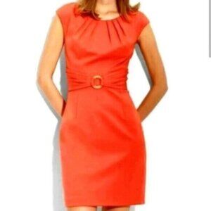 NWOT Trina Turk Orange Sleeveless Belted Sheath Dress